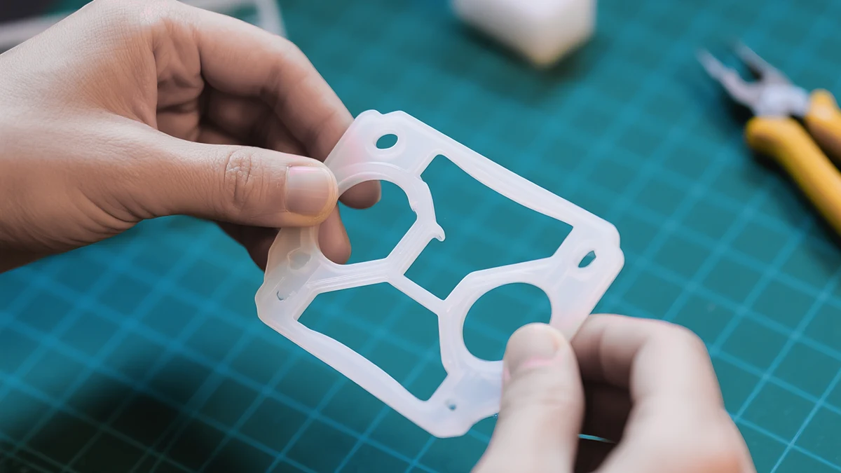 Hands assembling a plastic prototype during early product development